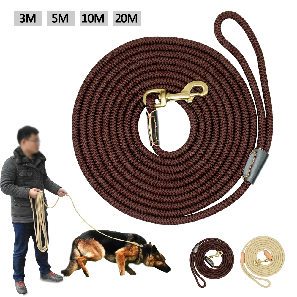 

Durable Dog Tracking Leash Nylon Long Leads Rope Pet Training Walking Leashes 3m 5m 10m 20m For Medium Large Dogs Non-slip, Beige/coffee