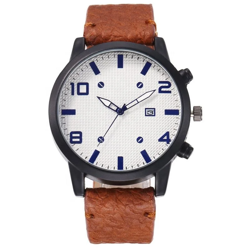 

920511 China Supplier No Logo Watch Men Leather Personalized Watches Calendar Minimalist Men Watch, 4 colors