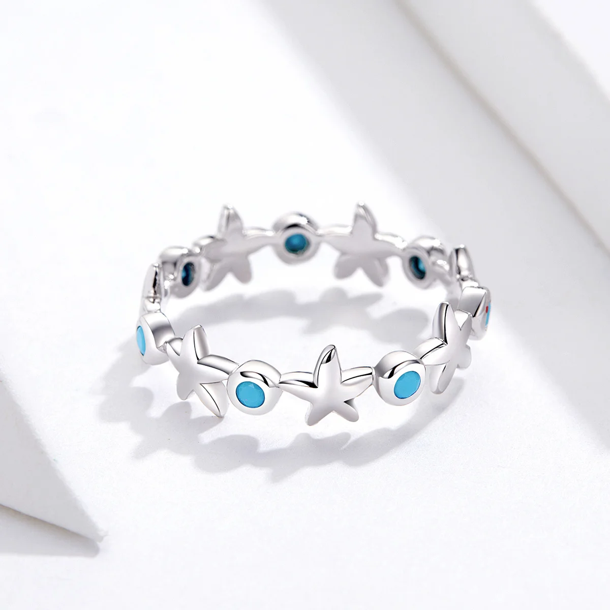 

Hot Sales Ocean Blue Starfish Stackable Solid Sterling Silver 925 Rings