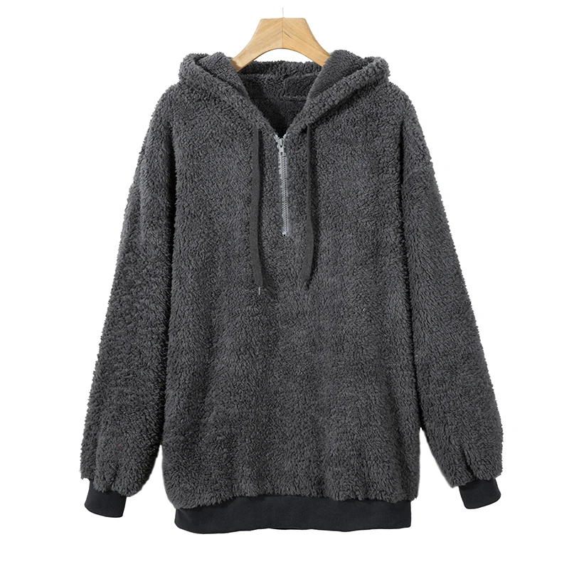 

Rummandy Women's Fuzzy Fleece Hoodie Long Sleeve Zip Up Hooded Sweatshirt Hoodies Outwear Coat with Pockets, Customized color