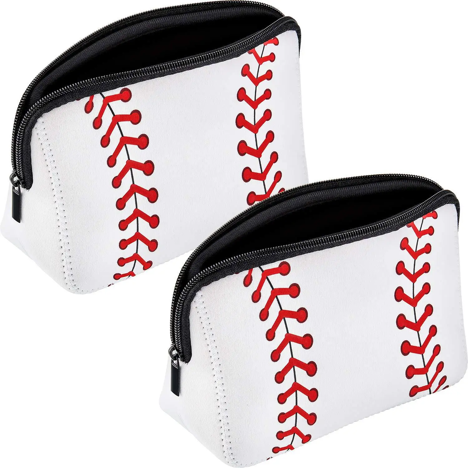 

Baseball printed with zipper white makeup bag waterproof softball travel girls neoprene storage cosmetic bag, Picture shows