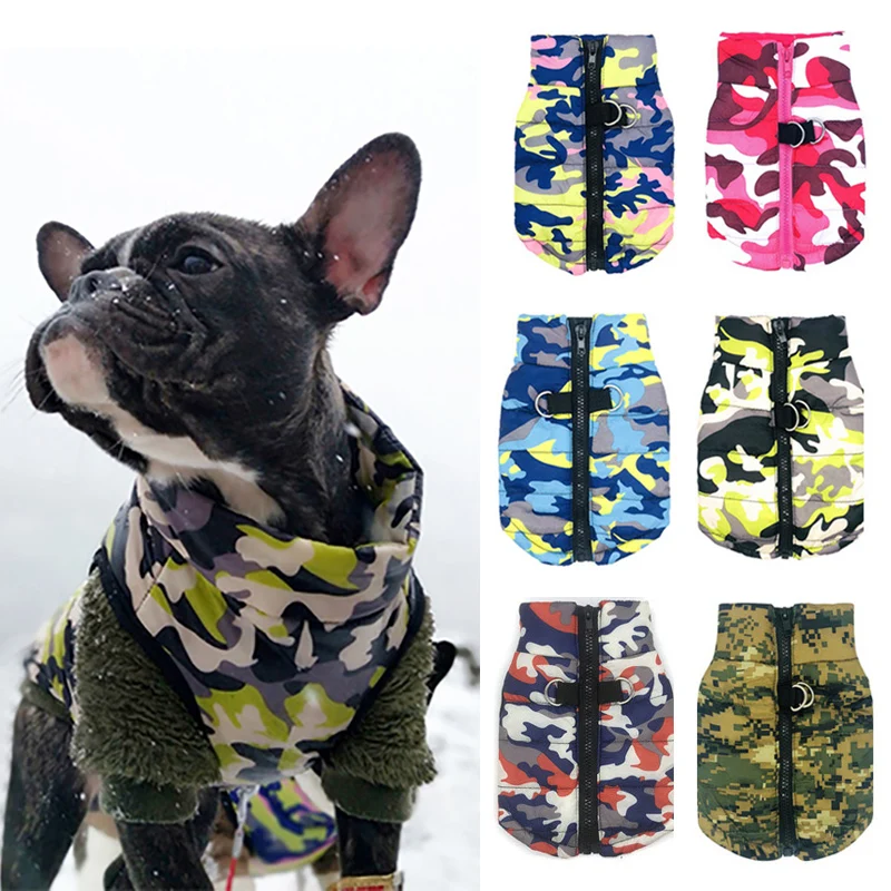 

Waterproof Dog Clothes Winter Coat Pet Jacket Cotton Warm Camouflage Vest Coat For Small Dogs Puppy French Bulldog Clothing Ropa