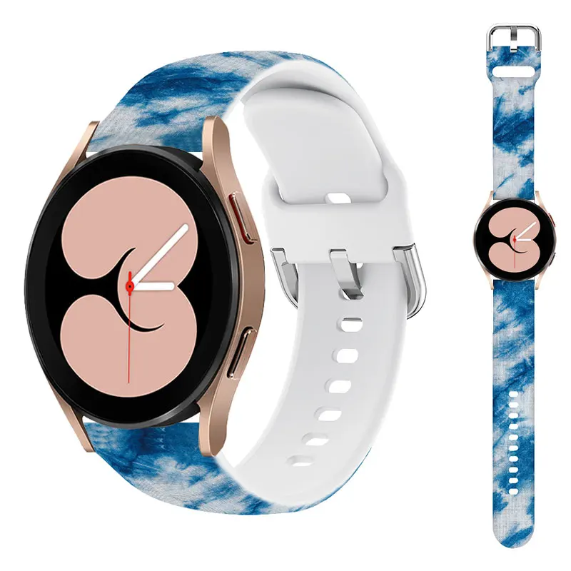 

20mm 22mm Printing Silicone Strap For Samsung Galaxy watch 3 4 40/44mm Classic Gear S2 S3 Watch Bracelet Samsung Active 2 band, Multi colors/as the picture shows