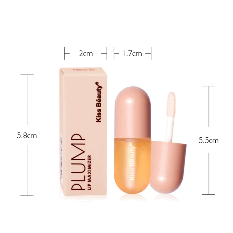 

2021 New Instant Lip Plumper Vegan Lips Plumping Gloss Clear Lip Oil With Ginger Palm Oil Beeswax Private Label, Yellow,orange