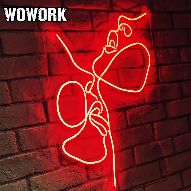 WOWORK 12V acrylic display box lit up photo props custom logo neon sign for shop bedroom decoration