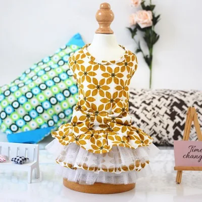

SYT13-New Spring and summer dress cotton pet princess pom skirt, Blue