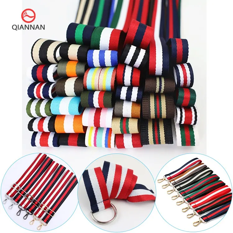 

20/25/32/38/50mm 1 inch interlaced polyester ribbon striped Webbing colorful for keychain Garment Bag strap Shoes Backpack