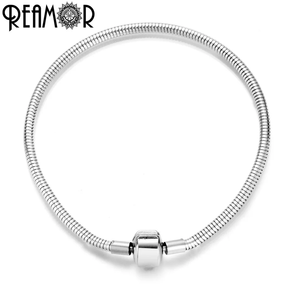 

Reamor 316L Stainless Steel Snake Charm Bracelet European Bracelet Bangle Accessories For DIY Women Jewelry Making Wholesale
