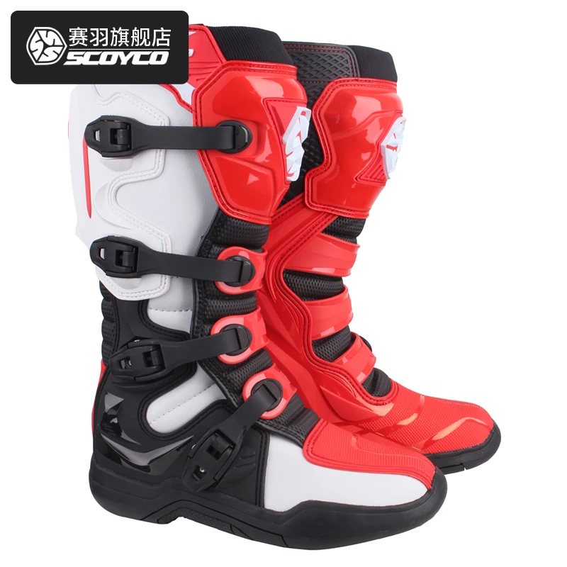 

SCOYCO Leather Motocross Long Racing Motorcycle Riding Off-road Motorbike Riding Long Knee High Shoes Protective Gear Boots