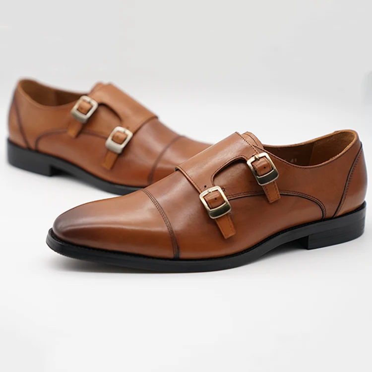 

OEM Supplied Italian Shoes Leather Shoes Manufacturer Brands European Latest Man Monk Strap Handmade Men GENUINE Leather Slip-on