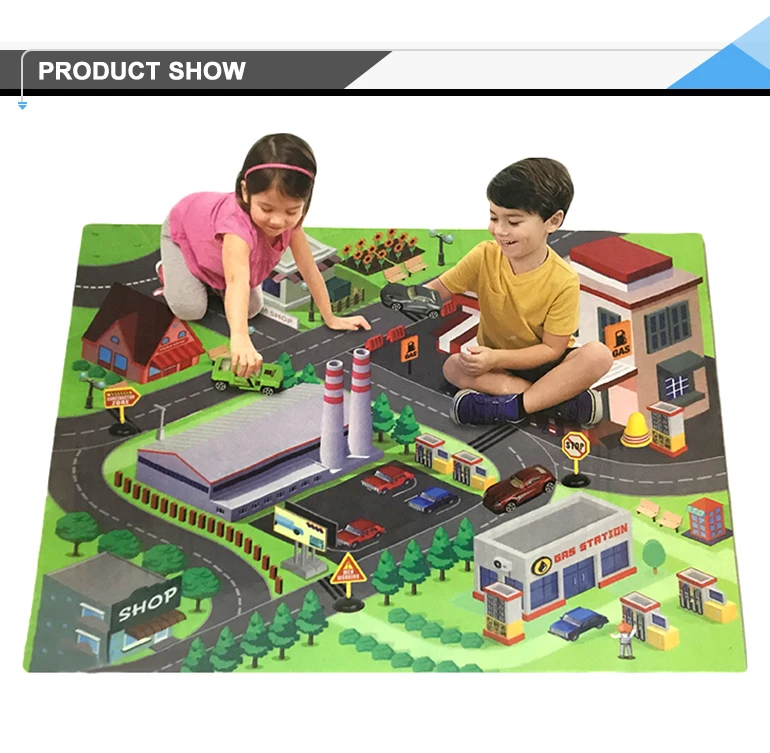 Educational traffic city toy kids road play mat with car.jpg