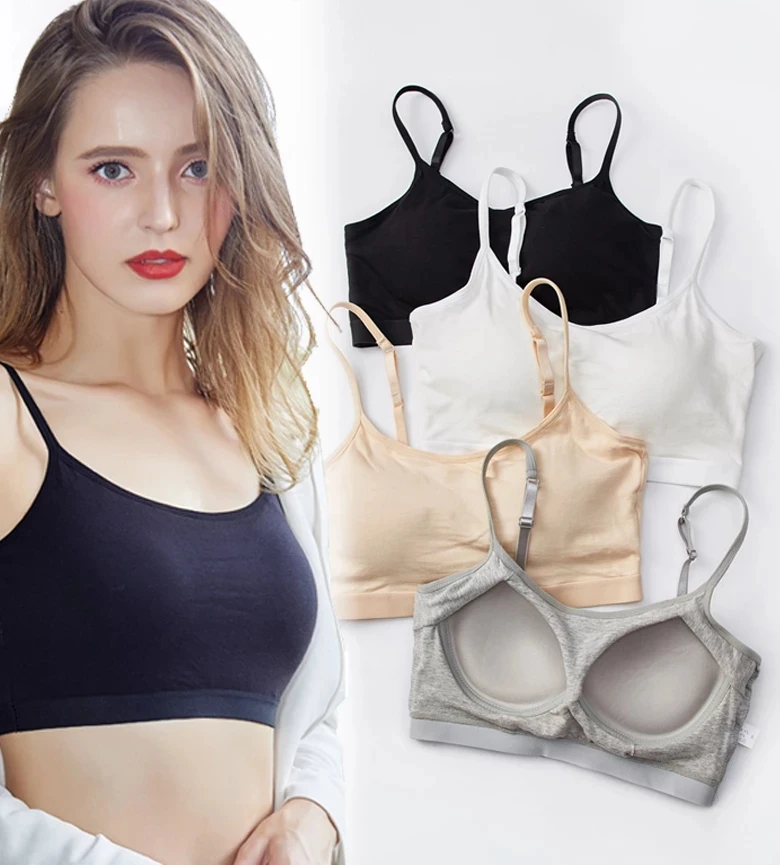 

FINETOO Comfortable Modal Top With Padded Tanks Cotton Soft Tops Wireless Bralette Seamless Top Female Lingerie