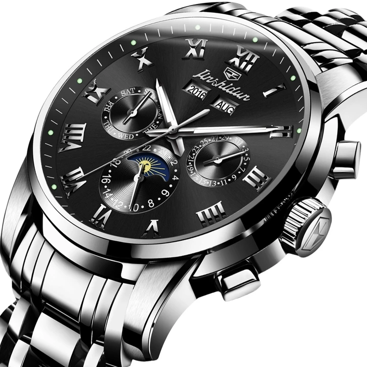 

JSDUN 8718 Chinese Supplier Couple Custom Round Original Movement Stainless Steel Waterproof Coated Glass Mechanical Watch