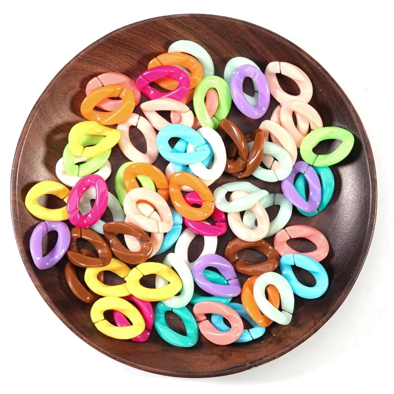 

5-50pcs/lot Mixed Color Acrylic Flat Twist Oval Open Ring Beads Connector link Chain For Necklace Bracelet Making Colorful Chain