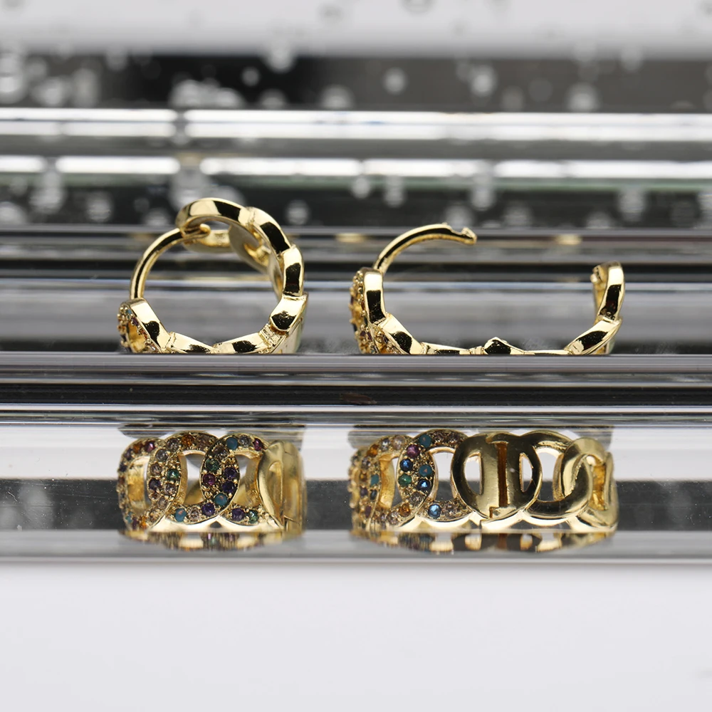 

2021 new arrival Gold Plated Copper CZ Micro Pave Earring 7 Serial Circle Earrings Jewelry