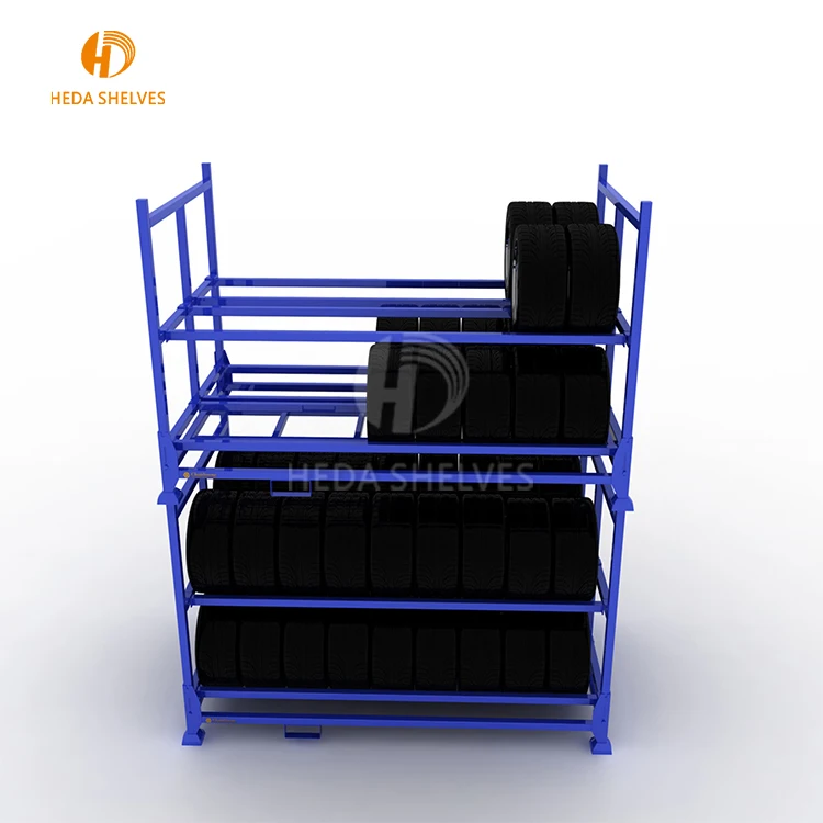 Warehouse Storage Stacking Folding Metal Commercial Tire Rack,Pallet