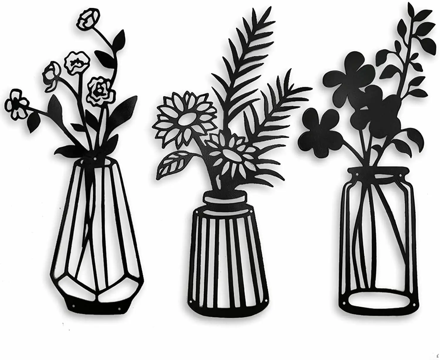 

Amazon Hot Metal Wall Decor Metal Flowers Wall Decor Metal Wall Sculpture for Patio Balcony TY2371, Black