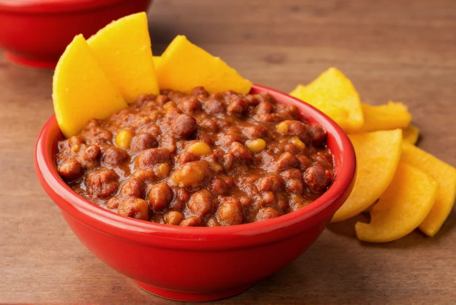 Wendy's style chili served in a bowl with cheese wedges on the side, showing the proper thin consistency
