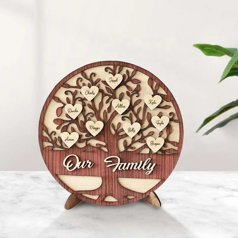 

Customized Wooden Craff Family Names Sign Tree Gift from Kids for Family Decoration