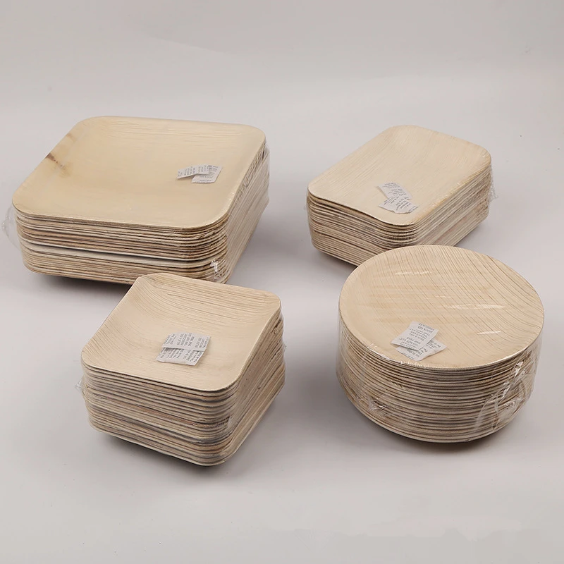 25pcs biodegradable square disposable palm leaf plates disposable plates made of palm leaves