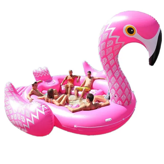 Hot Sale top quality custom inflatable 6 person flamingo float island