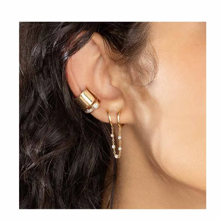 

New Fashion womens European and American style 925 sterling silver hoop earring chain