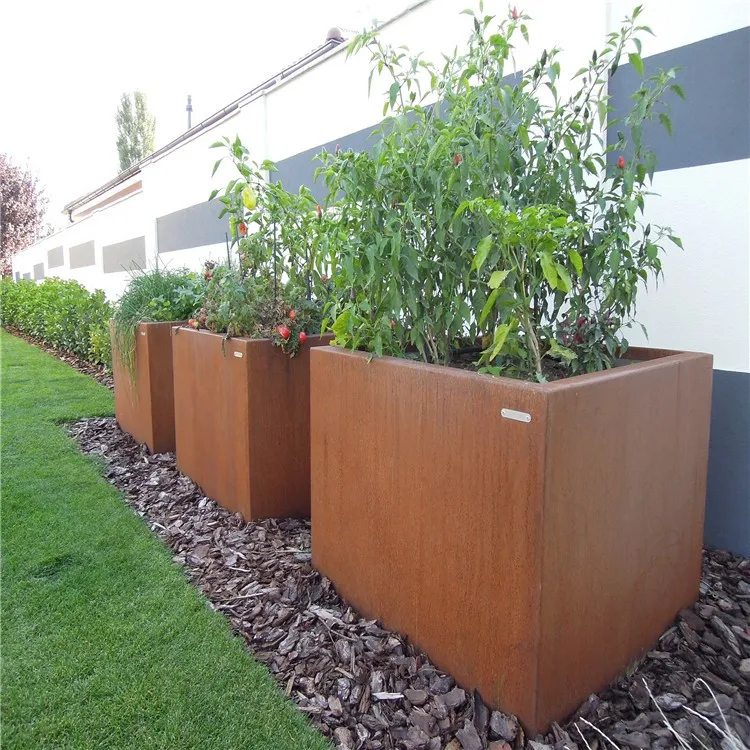 

Decorative Garden Modern Design Outdoor Corten Steel Flower Pot/Planters, Rusty color