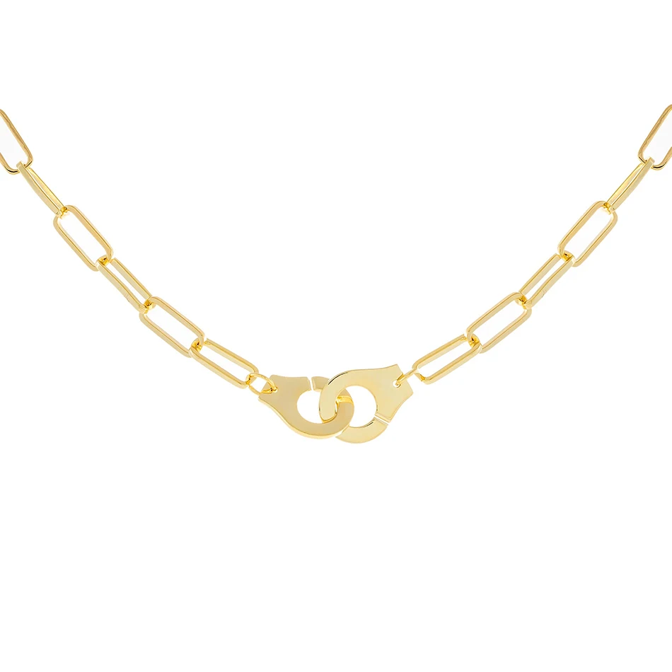 

925 sterling silver necklace simple Trendy 18k gold vermeil link chain necklace for women Handcuffs necklace