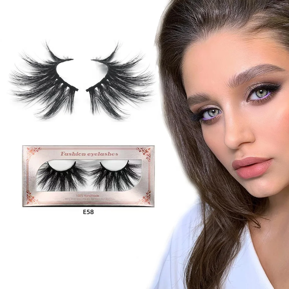 

Wholesale 25mm Mink 5D Handmade Fake Full Strip Lashes 100% Cruelty Free Makeup Maquiagem korea faux mink price false eyelashes