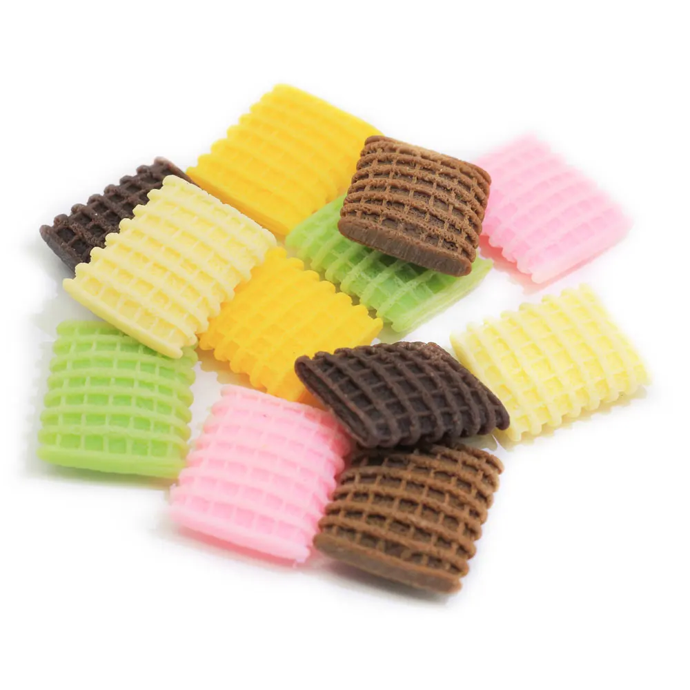 Kawaii Waffle Resin Flat Back Cabochons Phone Home Decoration DIY Craft Embellishment Featuring Animal Anime-Themed Paintings