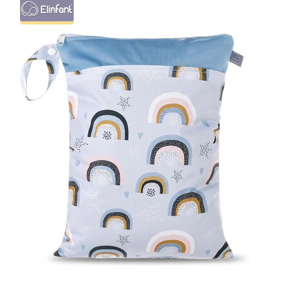 

Elinfant 30*40 Storage Bag Waterproof Diaper Zipper Handle Pocket Bag, In stock or customized