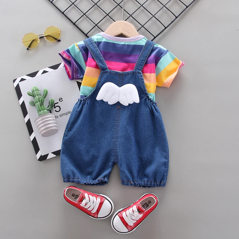 

Fashion Wholesale Children Clothes Stripes Suspenders Plaid Jeans Girls Clothing Girls Sweatshirt Pants Autumn Children Ove, Pic shows