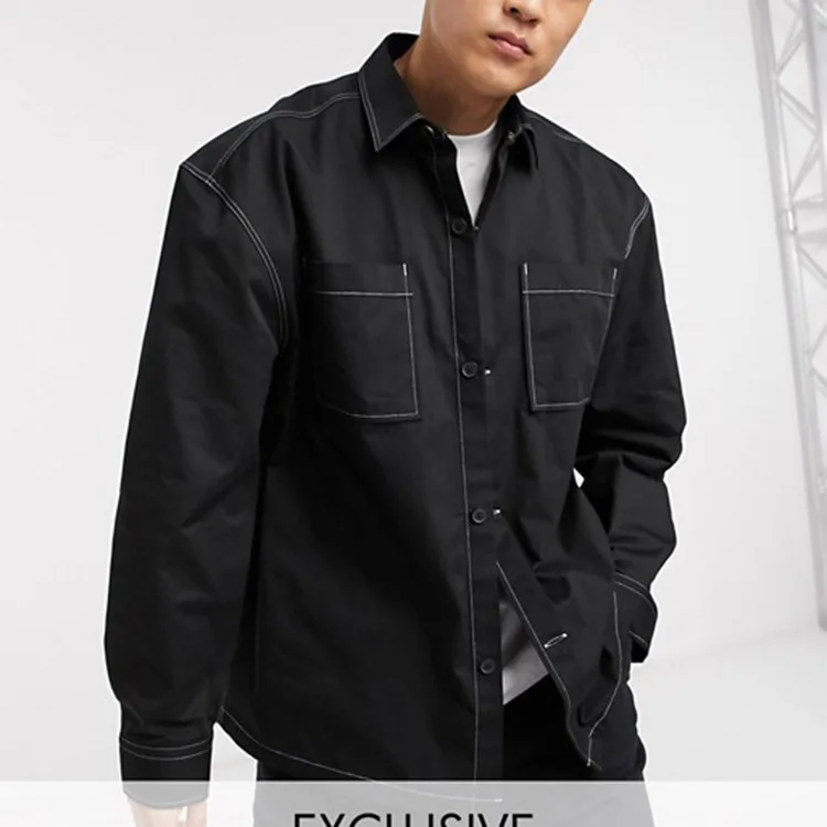 

Custom high quality plain shirts wholesale long sleeve mens overshirt, Can be customized