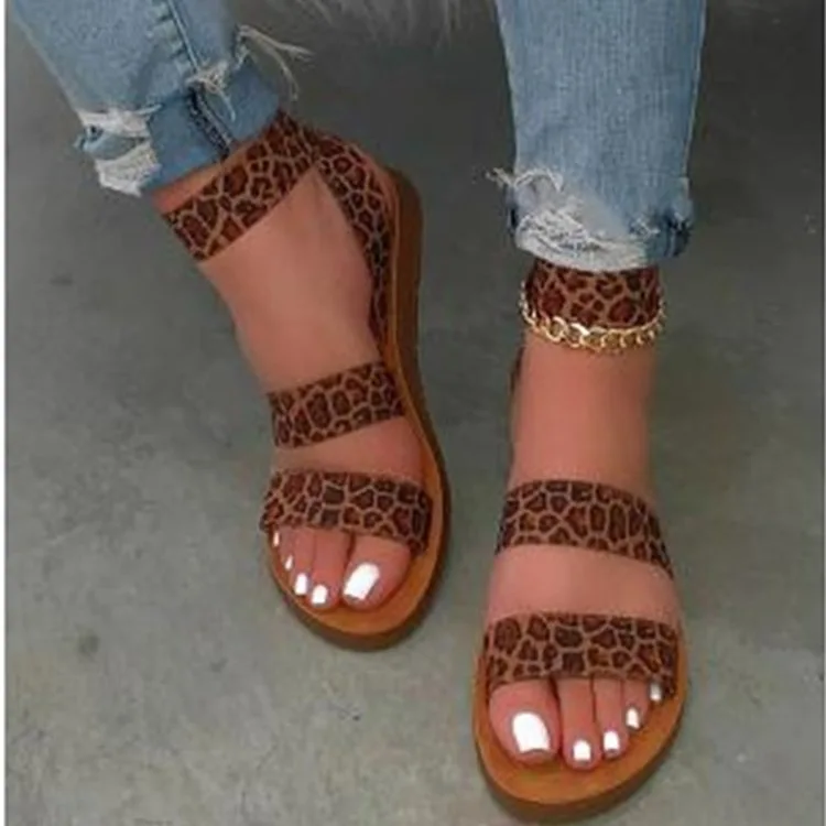 

Summer new leopard print aliexpress hollow beach sandals for women