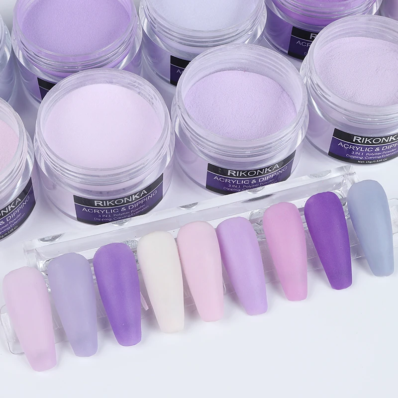 

0.5Oz Pink Purple Crystal Carved Dipping Powder Bulk Fine Pigment Professional Nail System Acrylic Powder, Picture