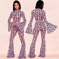 

C93164 Women flare sleeves bodysuit set women two piece clothing set fashion women clothes