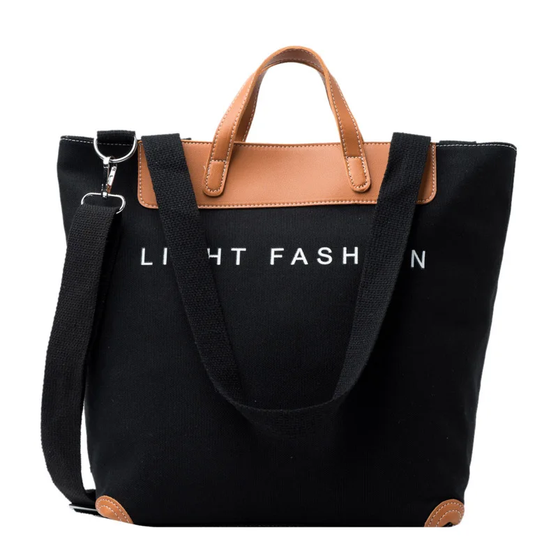 

MB057 2021 New wholesale travel large capacity shopping school canvas tote crossbody ladies women shoulder bag handbag