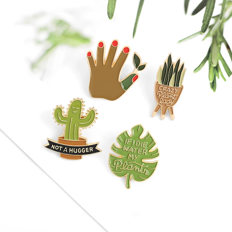 

Potted Cactus Succulents Enamel Pin Cartoon Lovely Green Plant Brooch Clothes Backpack Decoration Badge Jewelry Gifts for Friend, Picture