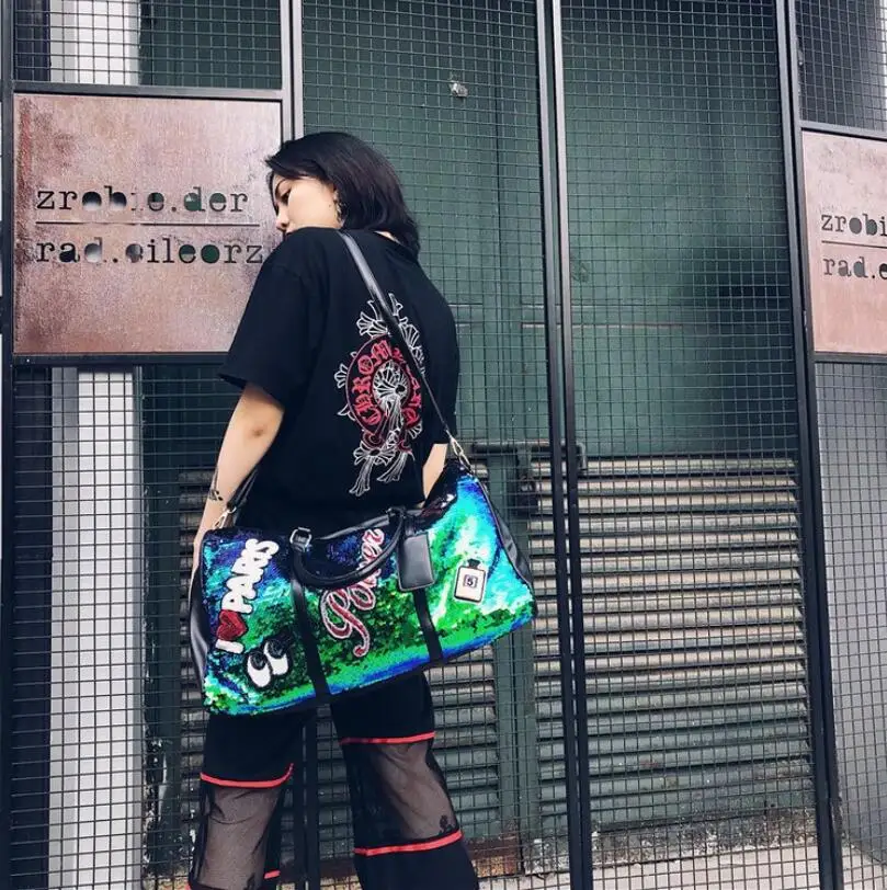 

High quality waterproof cute spangle bag sequin leather girls duffel bag for woman, 4 colors