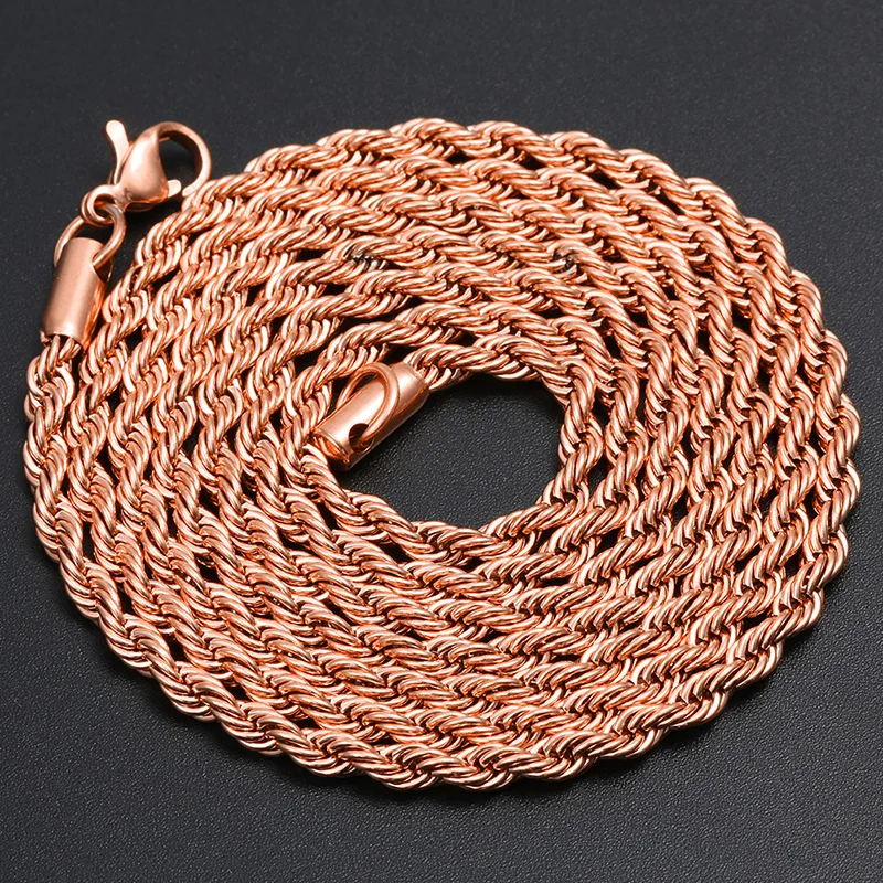 

Wholesale 1.2mm-7mm Stainless Steel Necklace Mens 14k 18K Gold Plated Filled Cable Franco Chain Figaro Chain twist Rope Chain