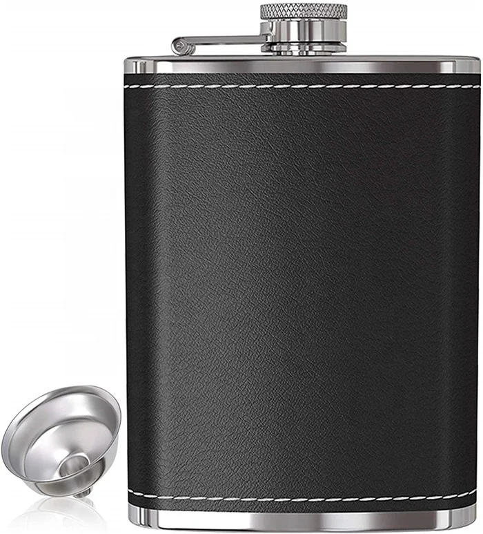 

6oz Stainless Steel Whiskey Flask for Liquor for Men and Women Black Hip Flask