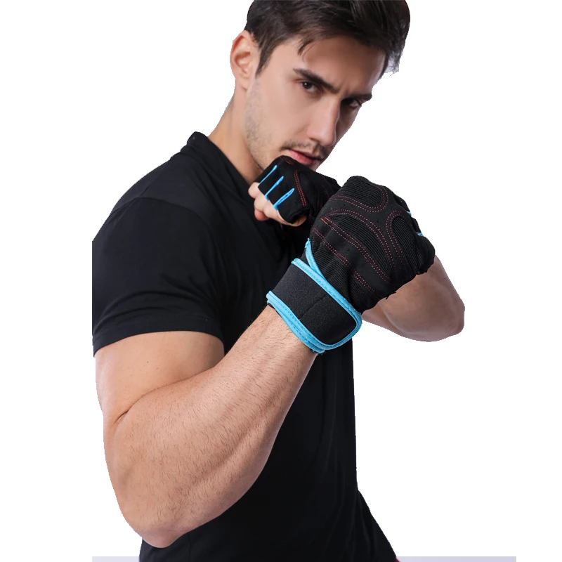 

Hot selling promotional custom fitness weightlifting gym mitts with wrist support, Black