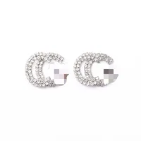 

S925 Silver Needle Short Letter Diamond Shiny CGStud Earrings KL1551