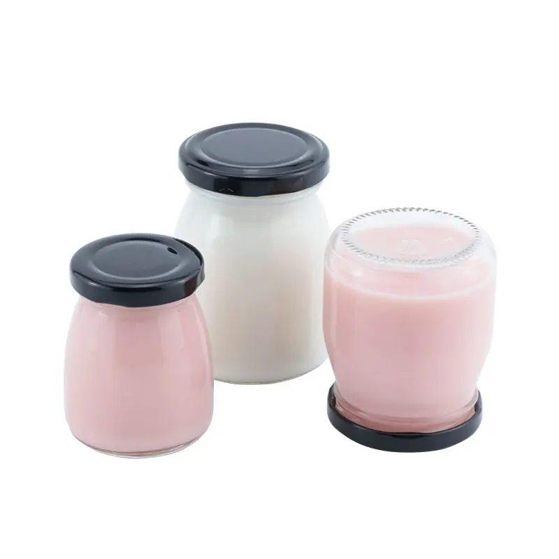 100ml 150ml 200ml Glass Pudding Bottle With Lids Clear Yogurt Jars Glass Pudding Bottle With