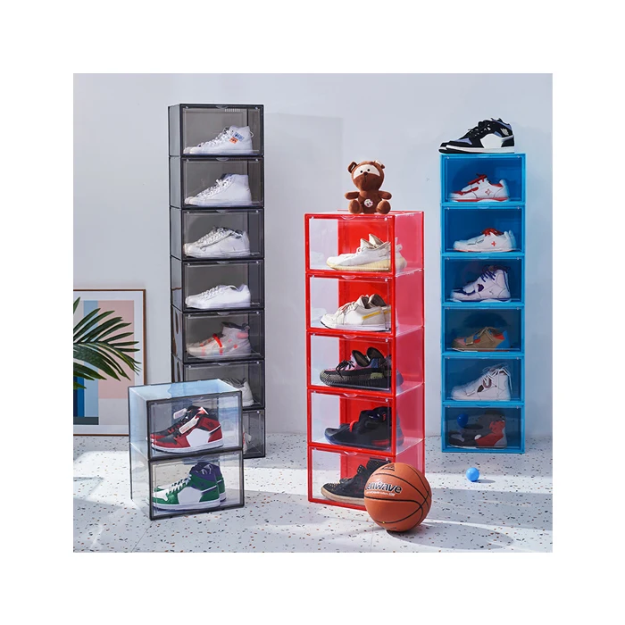 

Foldable Clear Drawer Case Shoes Storage Box Plastic Stackable Shoe Organizer Shoe Box Plastic