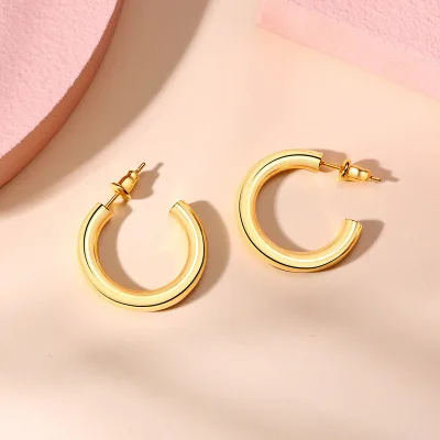 

18k 14k big open chunky gold thick plated stainless steel hoop earrings for women beautiful hoops earrings 2020