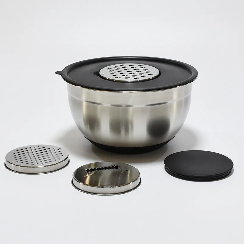 

Amazon sells stainless steel salad bowls with non slip silicone bottom With sealing cover and cutter salad Basin, Customizable color