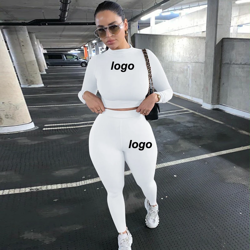 

Good quality custom women workout sets yoga outfit solid bodycon 2 piece set women gym long sleeve suit