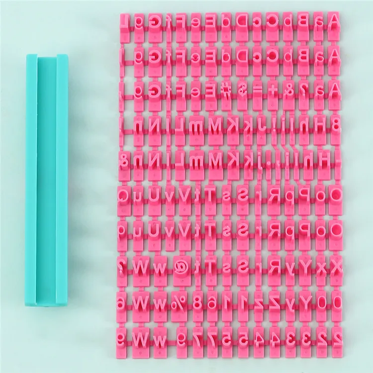 

Alphabet Letter Number Cookie Cutter Press Stamp Mold 3D DIY Biscuit Cake Fondant Embossing Mold Cake Decorating Tools, Pink