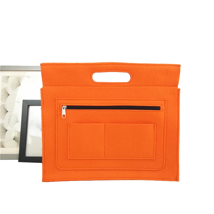 

Upin breathe durable zipper yellow felt document messenger tote bag for handbag, Green yellow and custom